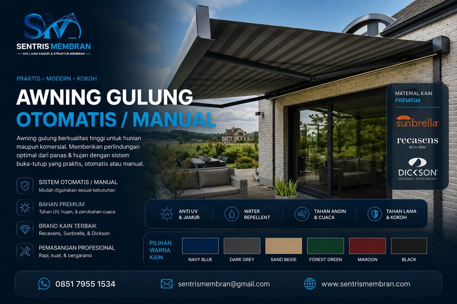 Awning Gulung Manual Otomatis