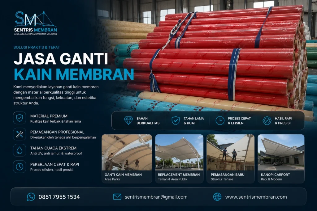 Jasa Ganti Kain Membran Custom & Perbaikan