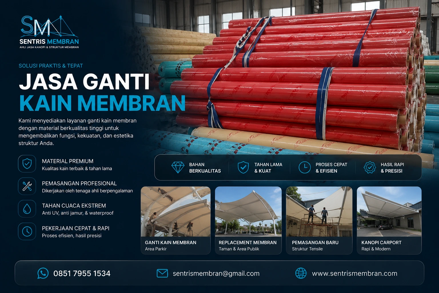 Jasa Ganti Kain Membran Custom